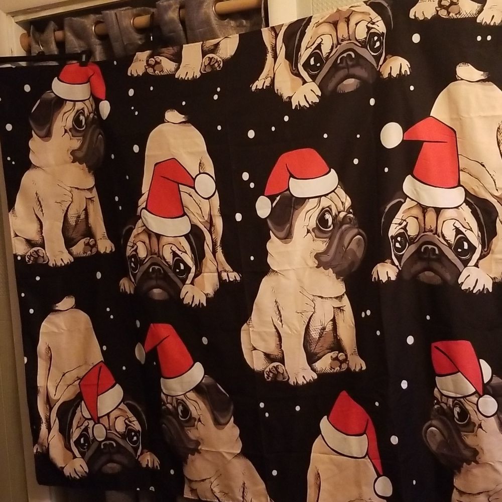 Wall Tapestry Pug Dogs Wearing Christmas Hats By Society 6 New Without Tags.